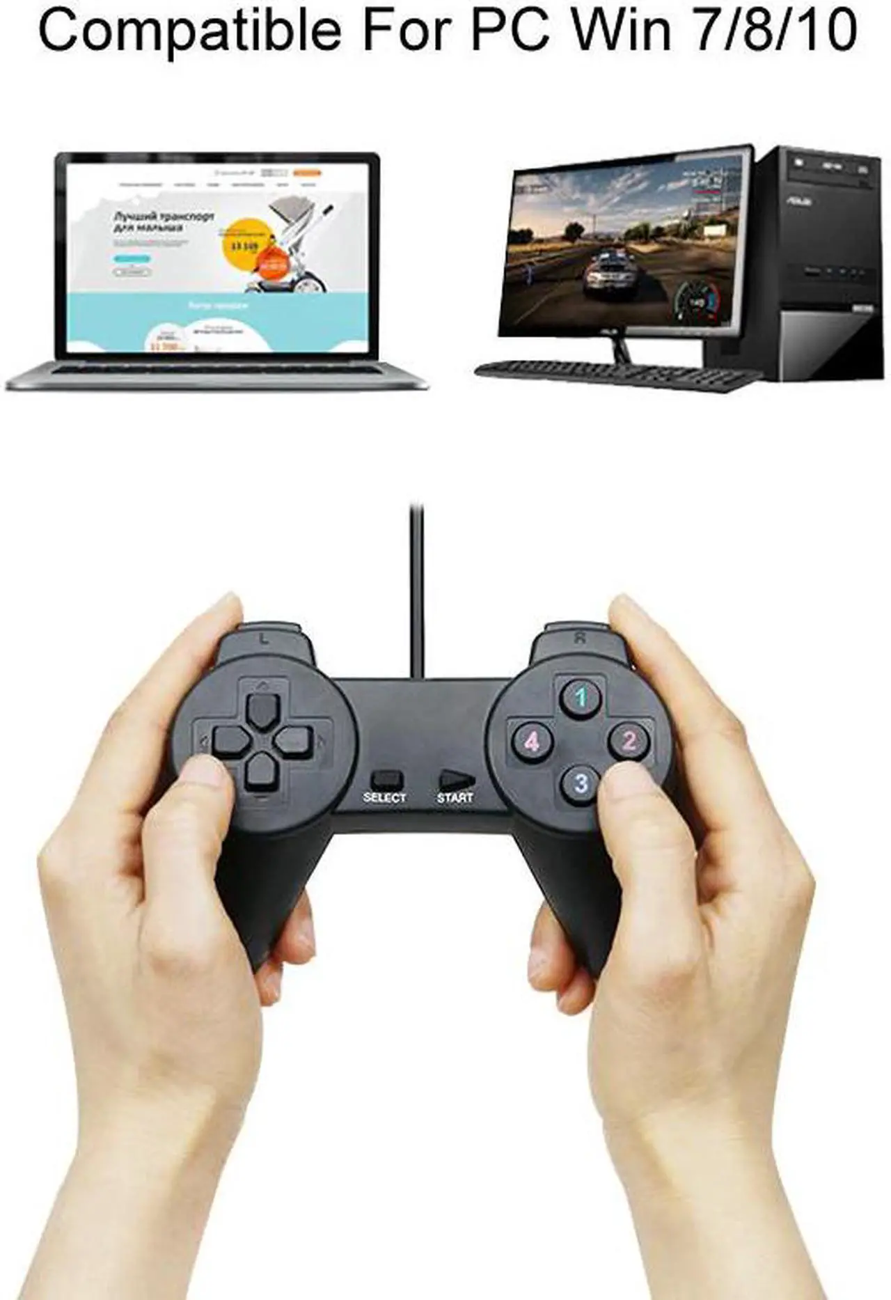 Alt view image 2 of 5 - 1.1 Interface 2.0 Controller Gamepad For PC  Joystick For PC Game Wired Computer Control For Windows Laptop Plug And Play