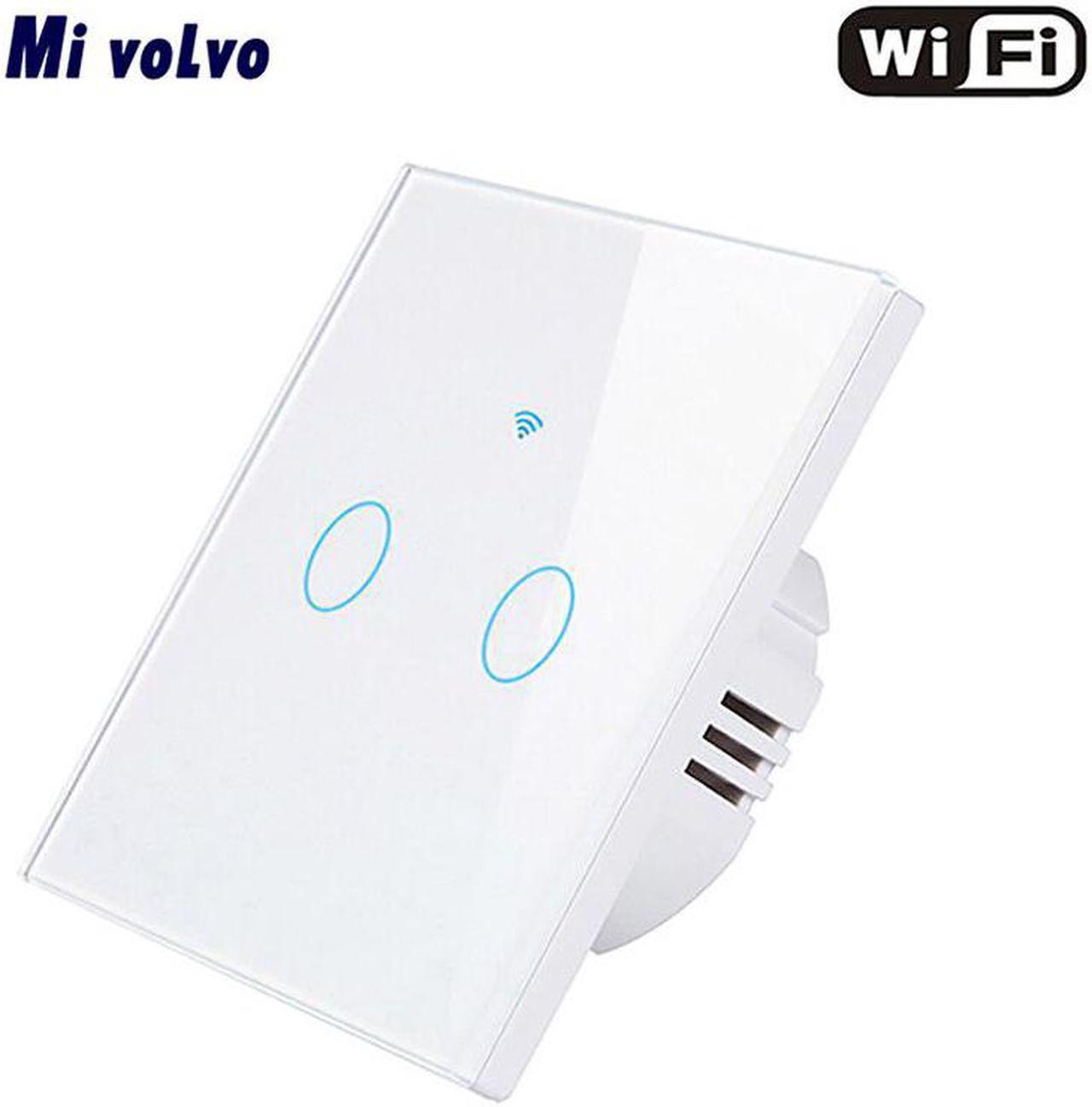 Smart touch switch WIFI network APP remote control EU standard 1/2/3gang tempered glass panel wall sticker light switch