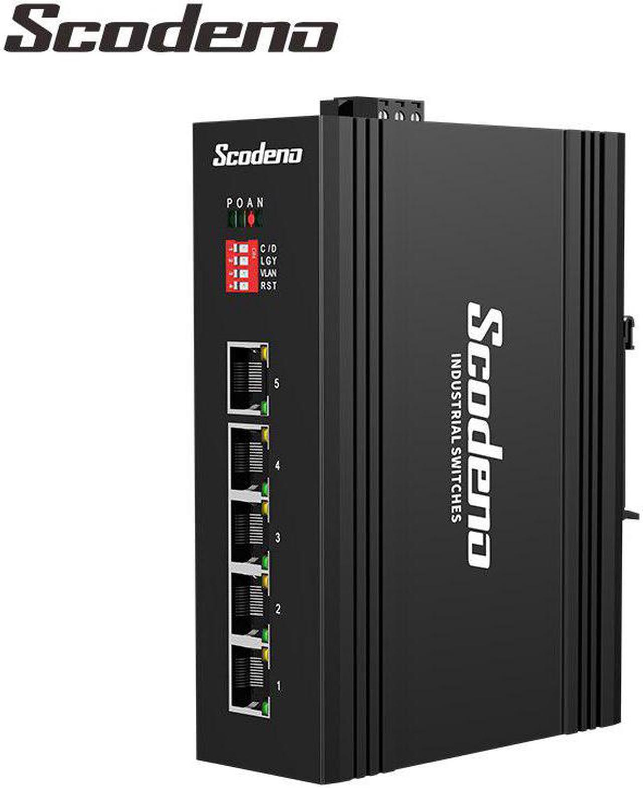 5 Port Industrial Gigabit DIN-Rail Network Unmanaged Switch, RJ45, IP40