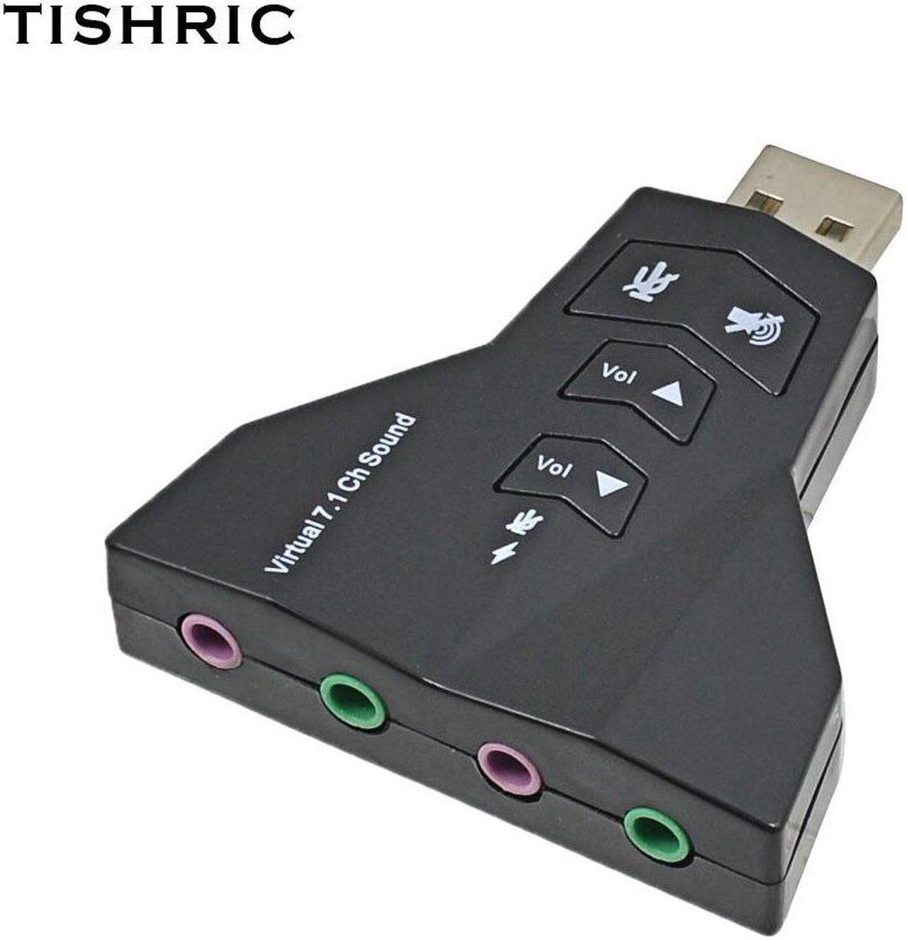 7.1 USB Sound Card External Microphne Headphone Speaker 3.5mm Jack to USB Audio Adapter Card Interface for PC Mac Laptop