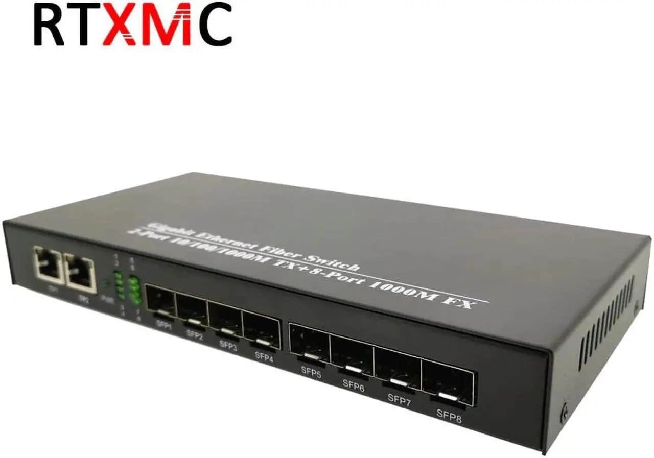 Alt view image 3 of 5 - 8SFP&2UTP Gigabit Ethernet switch Ethernet Fiber Optical Media Converter 8*SFP and 2*RJ45 Port 10/100/1000M & 8*Port 1.25G SFP