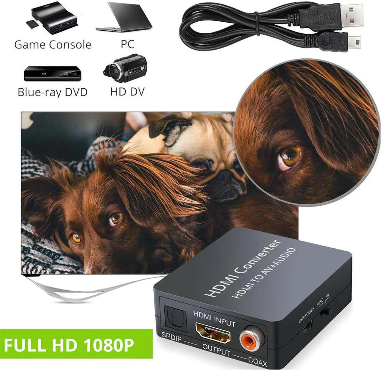 Alt view image 2 of 5 - to AV Converter USB Video Capture Card 1080p Game Capture Card Support NTSC and PAL Composite Video Converter