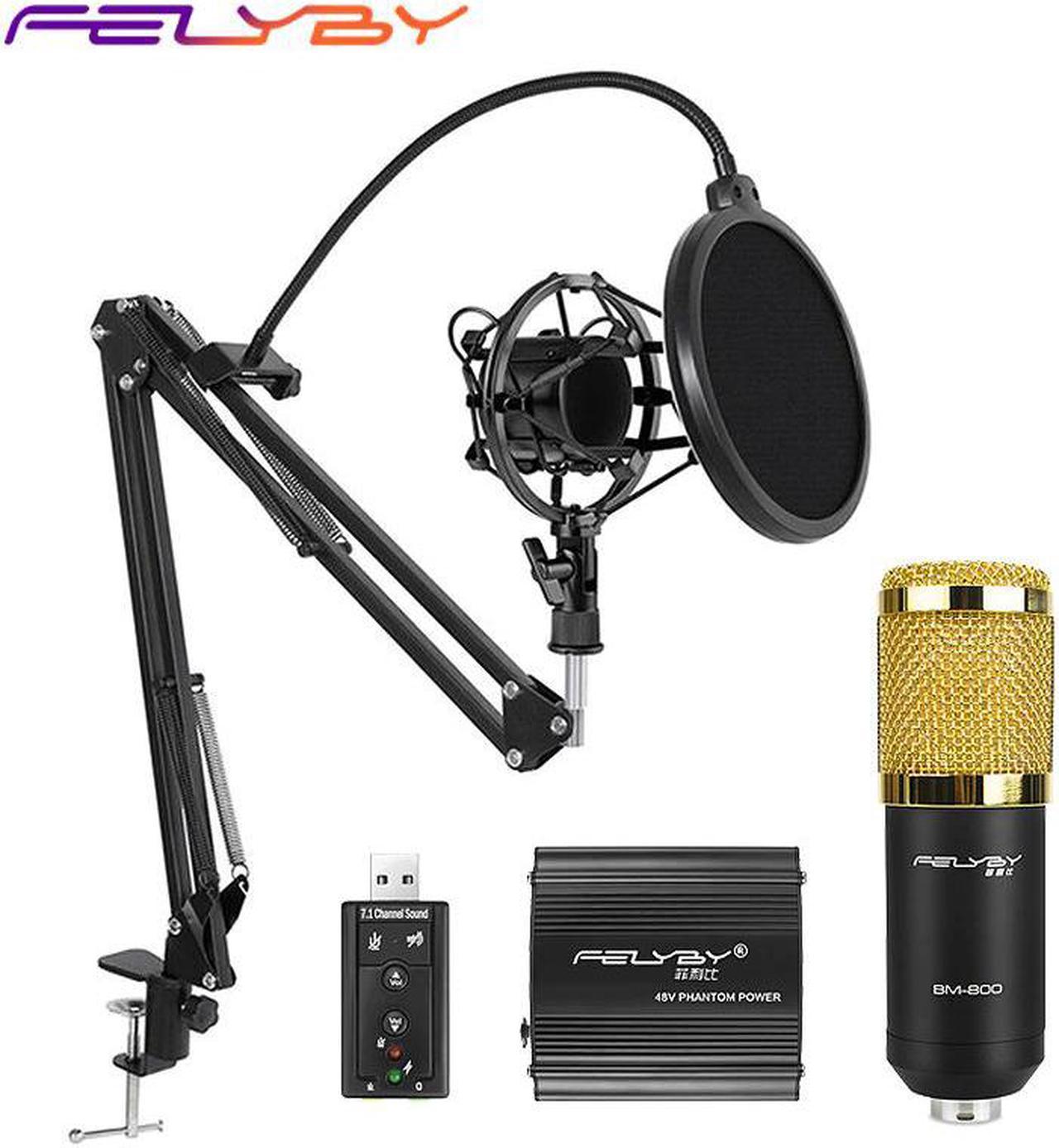 HOT!  BM 800 Professional Condenser Microphone for Computer Audio Studio Vocal Rrecording Mic Phantom Power Sound card