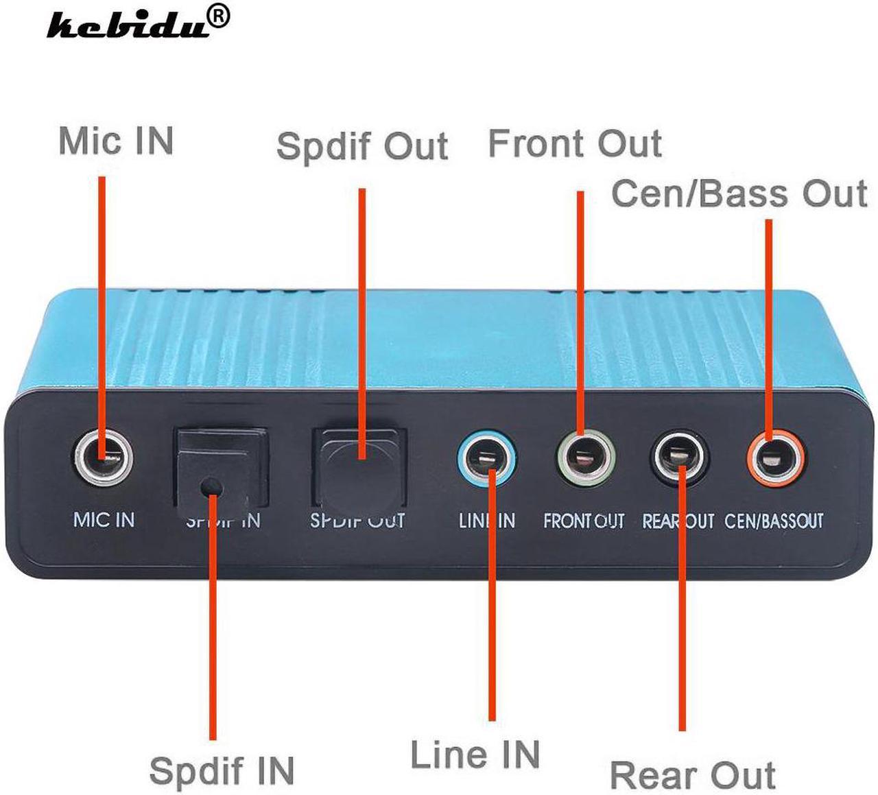 2020 Professional USB Sound Card 6 Channel 5.1 Optical External Audio Card Converter CM6206 Chipset for Desktop Tablet