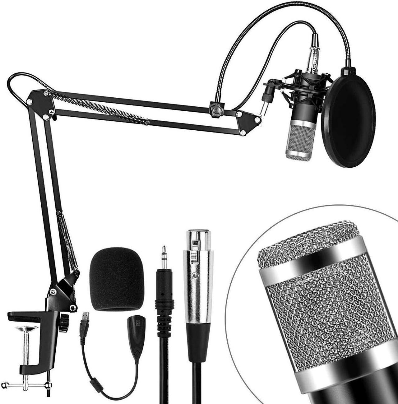 USB Condenser Microphone Kit BM-800 Cardioid Microphone Set with Sound Card for YouTube Studio Recording Vocals Voice Over