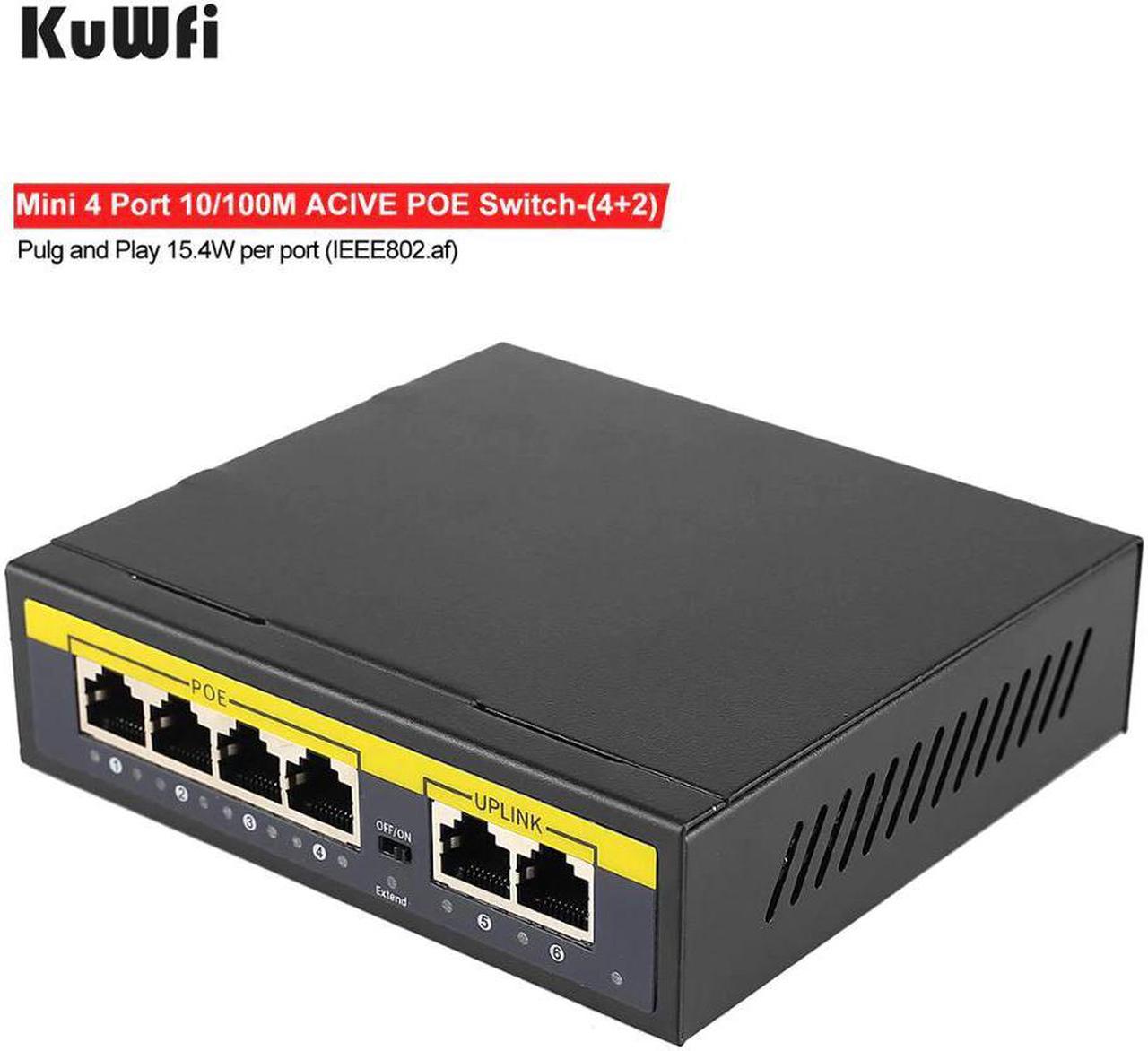 4 Port Fast Ethernet Switch | Network Switch 100Mbps | Desktop Ethernet Splitter |Ethernet Hub|Plug and Play|Fanless Quiet