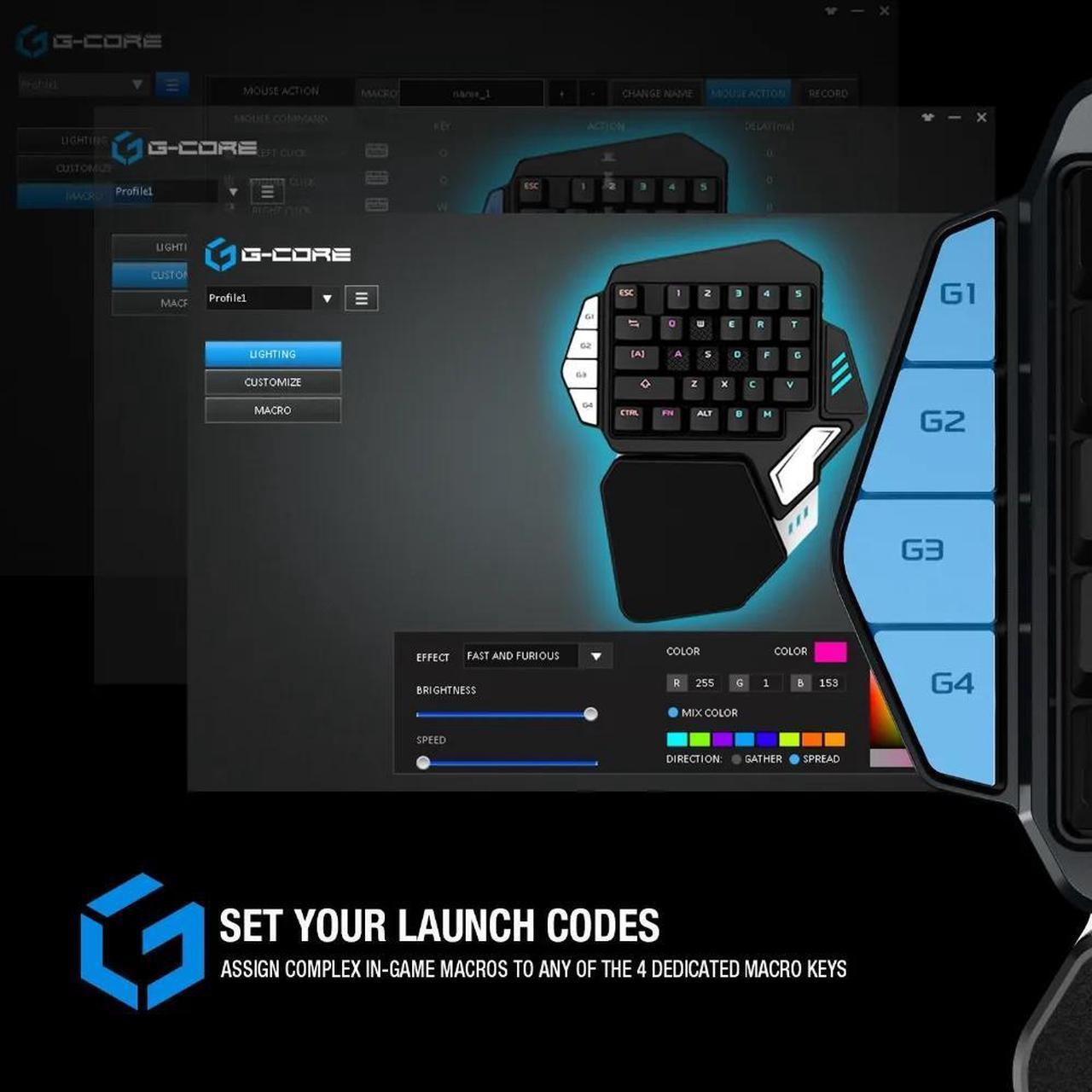 Alt view image 3 of 5 - Z1 Single Hand RGB Blacklight Mechanical Bluetooth Gaming Keyboard Cherry Mx Switches Red Blue Switch for Android PC