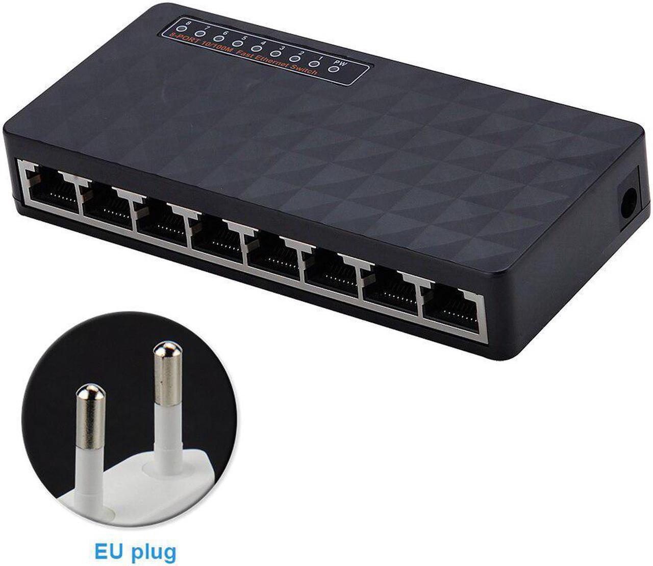 Switch Hub Fast 10/100 Mbps Mini 8 Port LED Indicators Ethernet Exquisite Adapter