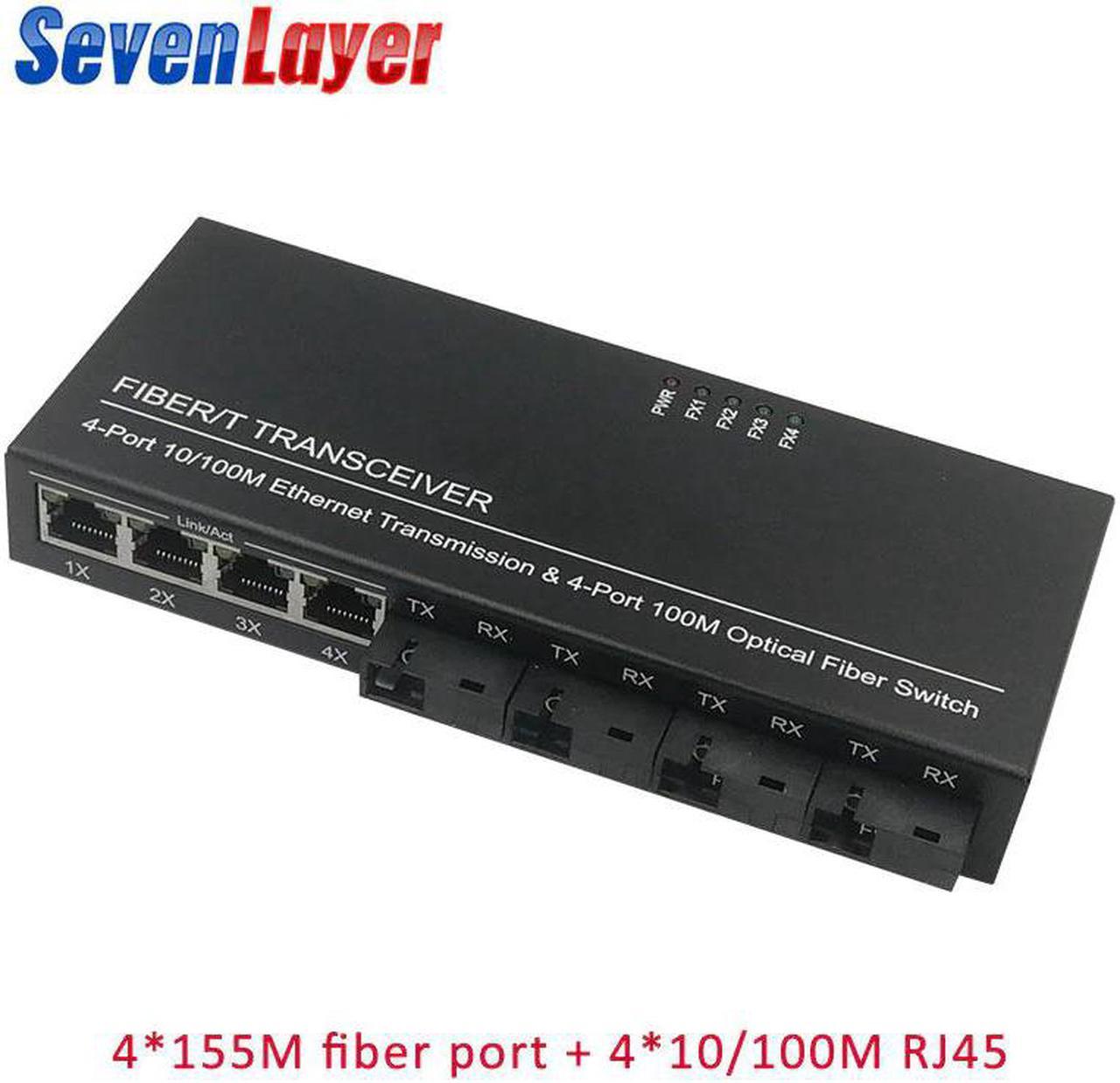 Fiber switch 4 RJ45 4 SC Optical Media Converter Single Mode fiber Port 10/100M