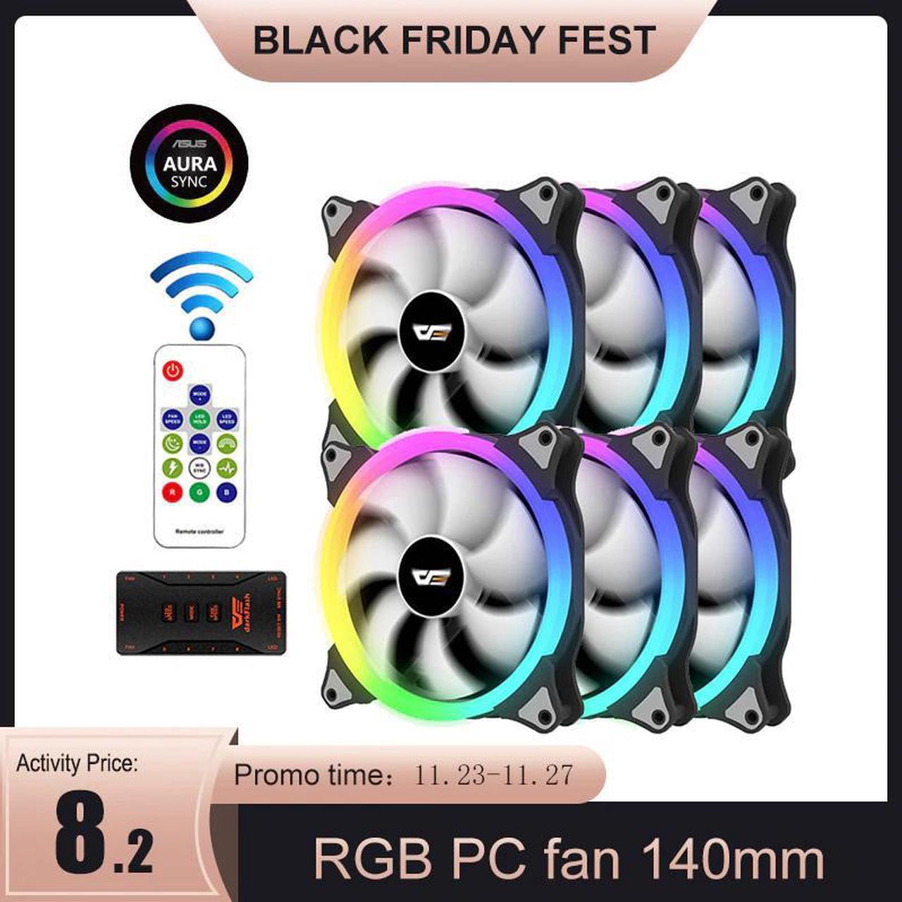 CS140 PC Case RGB Fan 140mm AURA SYNC 5V/3pin Cooler Fan PC Quiet Adjust Fans Speed Color Computer Case Cooler RGB Fan