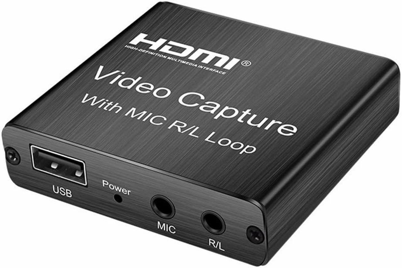 Capture Card USB 2.0 Video Game Converter with Loop Out Device for Gaming Streaming Teaching Conference Live Broadcasting