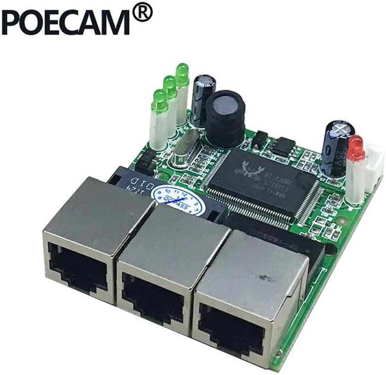 PCBA module mini 3 port ethernet switch 10/100mbps rj45 network hub PCB board for system integration factory OEM/ODM