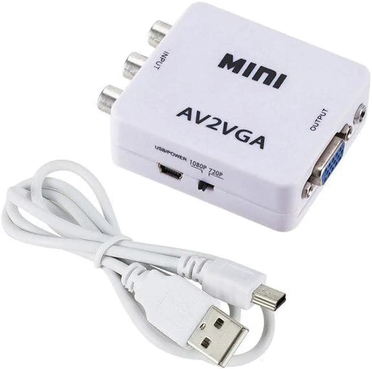 Main image of HD RCA CVBS AV2, Convertidor AV A Vídeo VGA, Adaptador/convertidor De Vídeo A PC HDTV Con Audio De 3,5mm