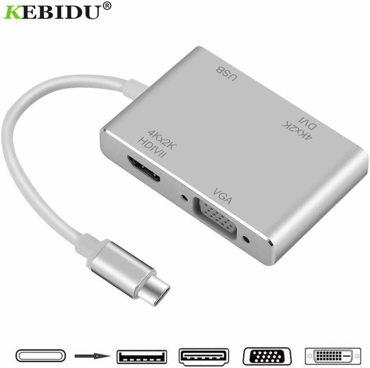 4 in 1 USB 3.1 USB C Type C to HDMI VGA DVI USB 3.0 Adapter Cable for Laptop  USB C HUB Splitter