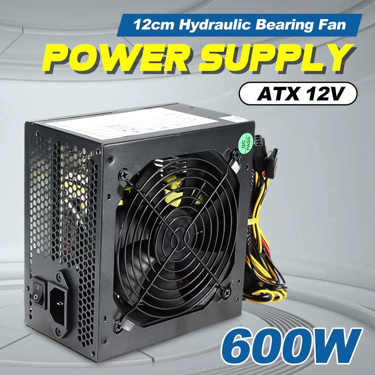 600W Quiet 120mm Fan ATX 12V 4/8-pin PC Power Supply Modular SLI  Illuminated Fan for High-end ComputerConfiguration PC