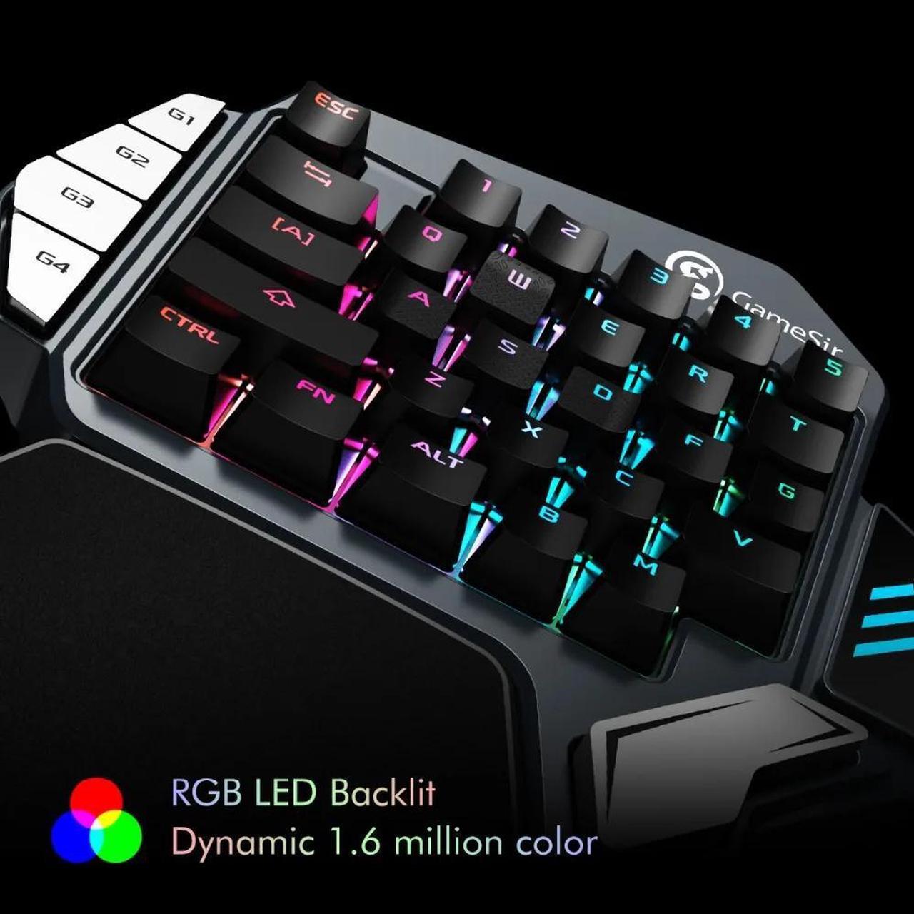 Alt view image 4 of 5 - Z1 Single Hand RGB Blacklight Mechanical Bluetooth Gaming Keyboard Cherry Mx Switches Red Blue Switch for Android PC