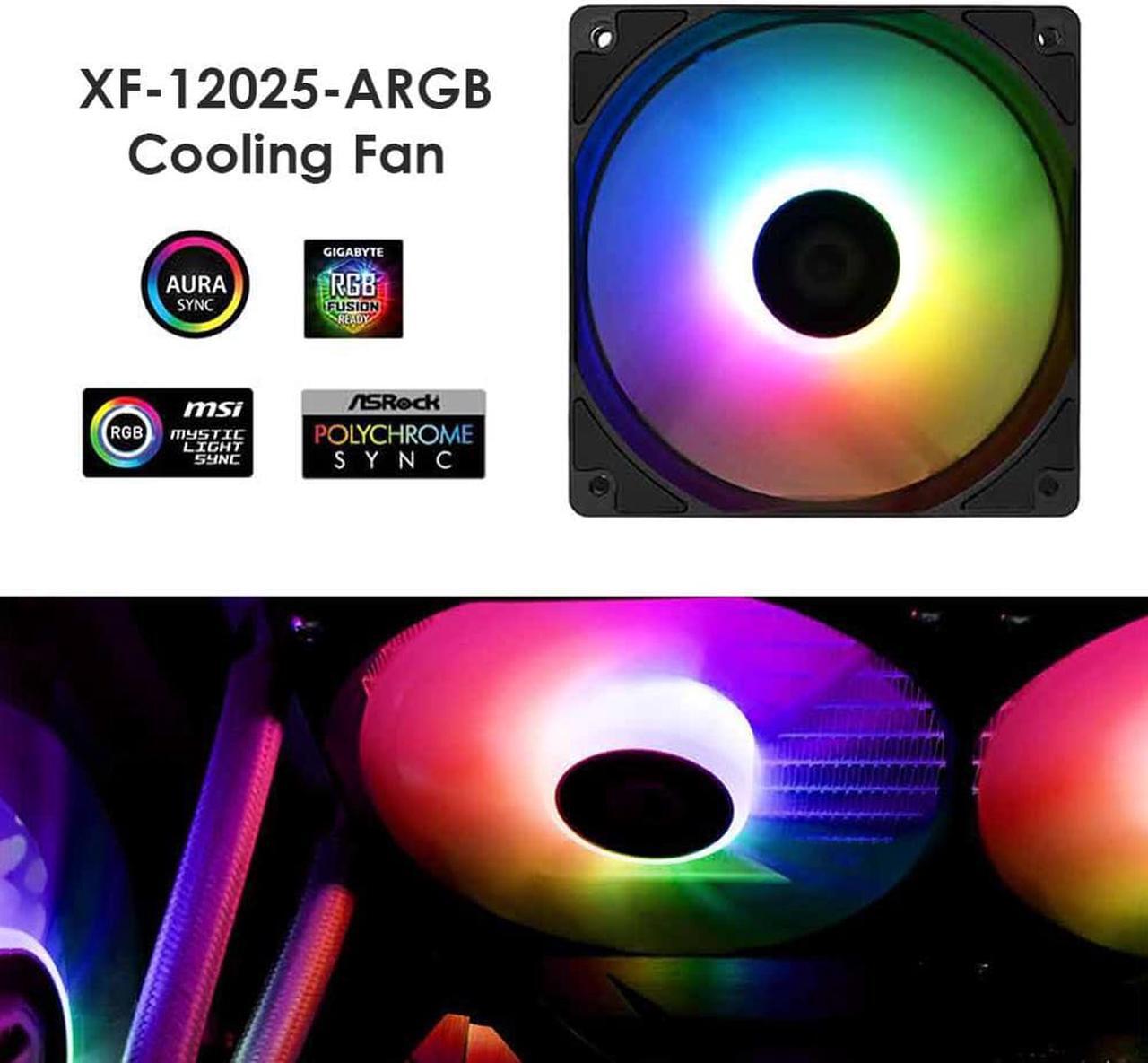 Alt view image 4 of 5 - PWM PC Case Fan Ultra Slim Silent CPU Water Cooler 120mm Dual Ball Bearing Addressable RGB Cooling Fan for Computer Chassis