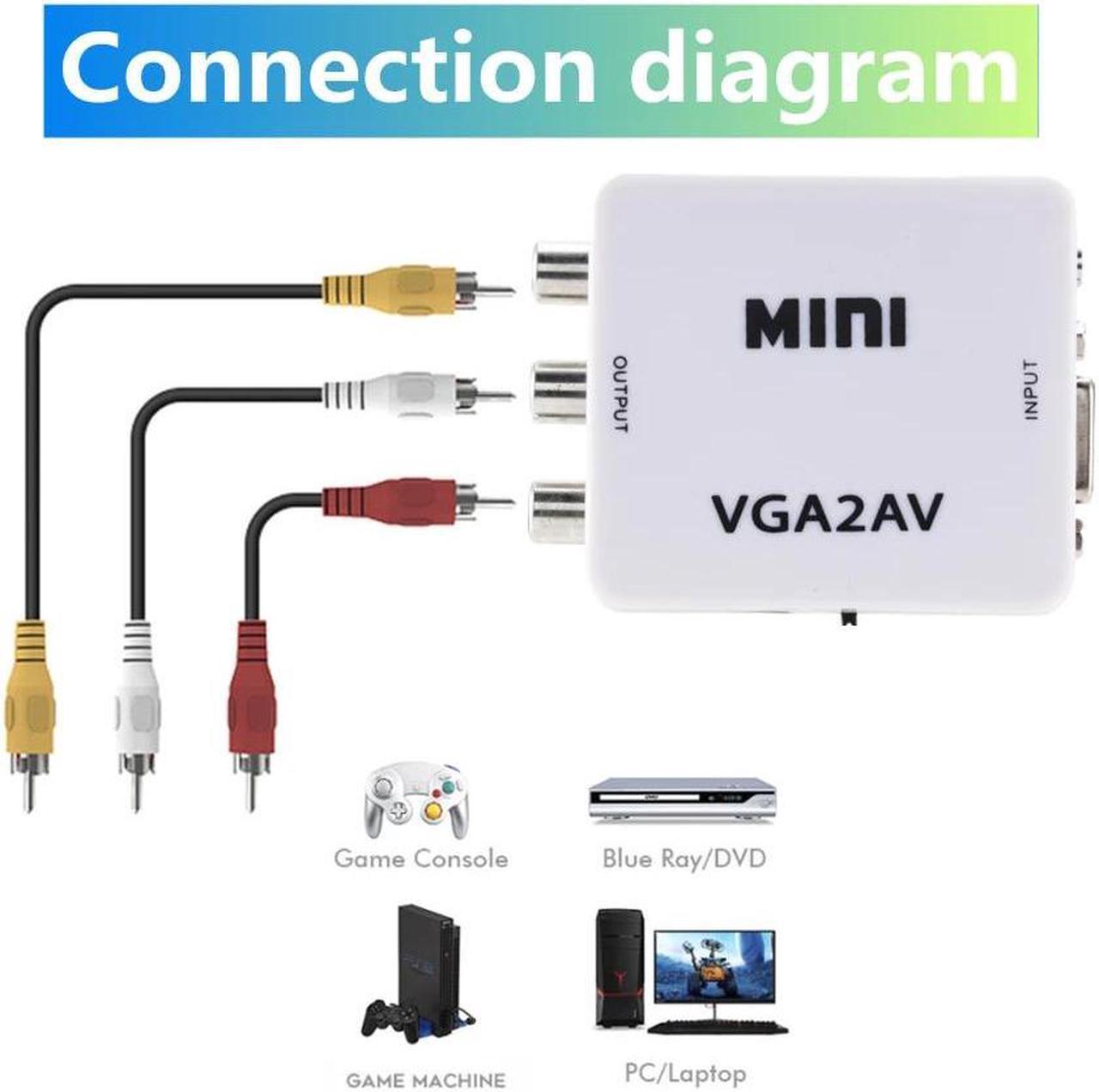 Alt view image 3 of 5 - VGA to AV Mini Converter Adapter with 3.5mm Audio 1080P VGA to AV HD Converter Conversor For PC to TV HD Computer to TV