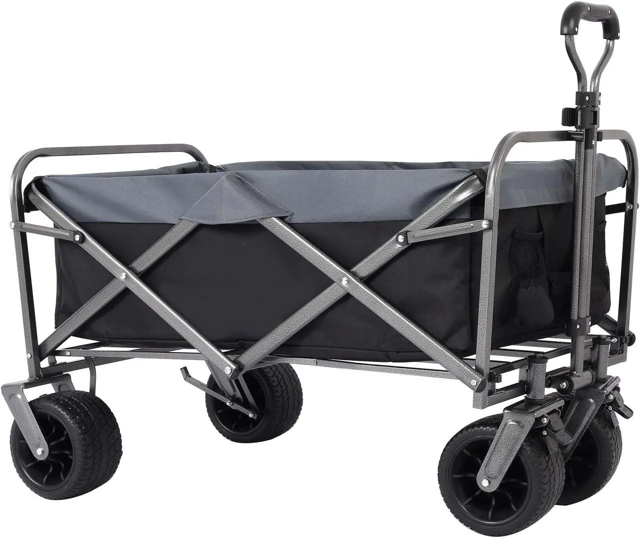 Main image of Heavy Duty 350 Lbs Capacity Collapsible Wagon, Outdoor Folding Camping Wagons, Grocery Portable Utility Cart, Adjustable Rolling Carts, All Terrain Sports Wagon with Big Wheels, Beach Wagon