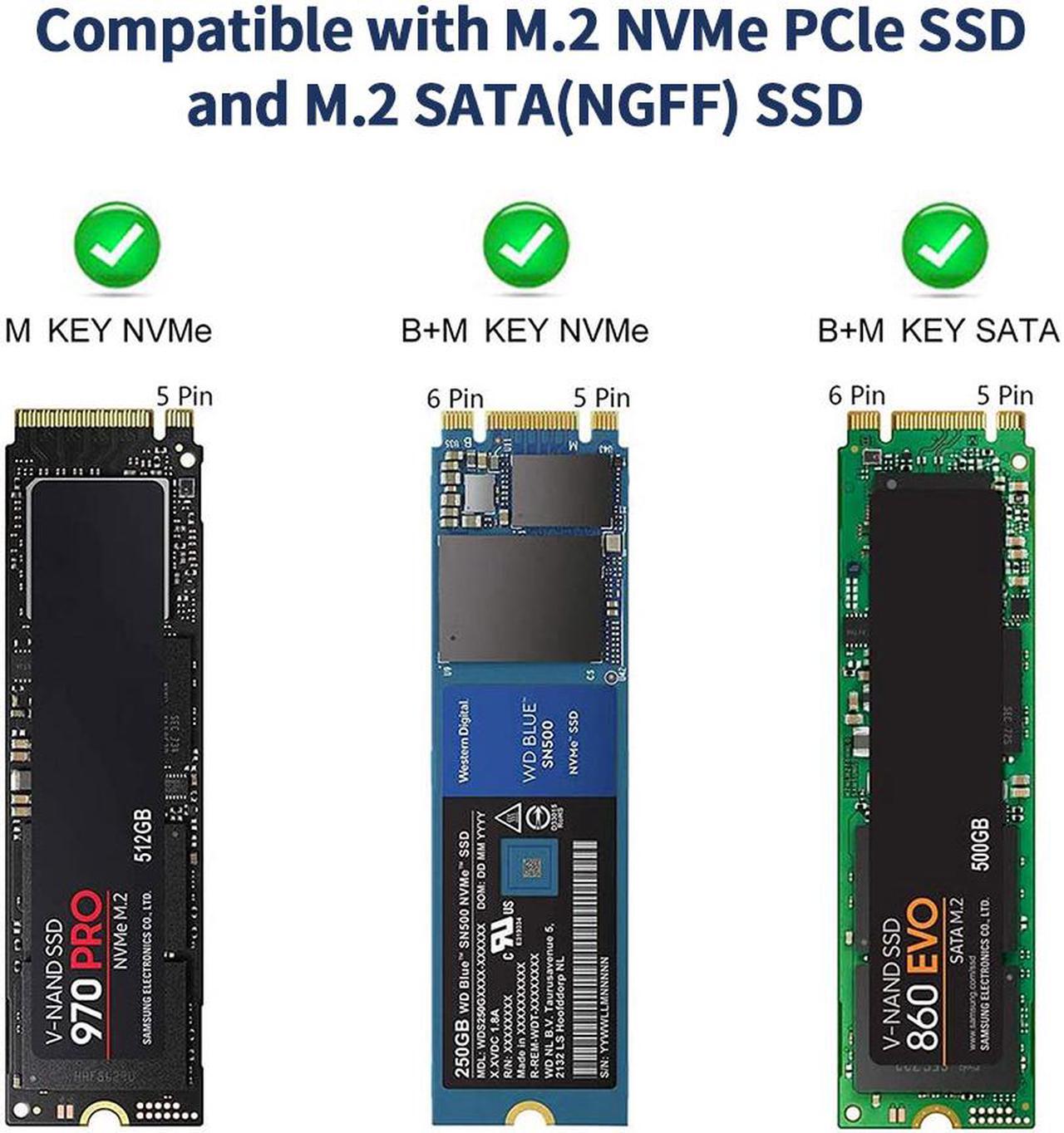 Alt view image 5 of 8 - M.2 NVMe+SATA SSD Enclosure Adapter, USB C 3.1 Gen 2 10Gbps NVMe PCIe/SATA (NGFF) M-Key(B+M Key), ANKMAX UC312M2 Support UASP Trim for SSD, Tool-Free Aluminum Solid State Drive External Enclosure