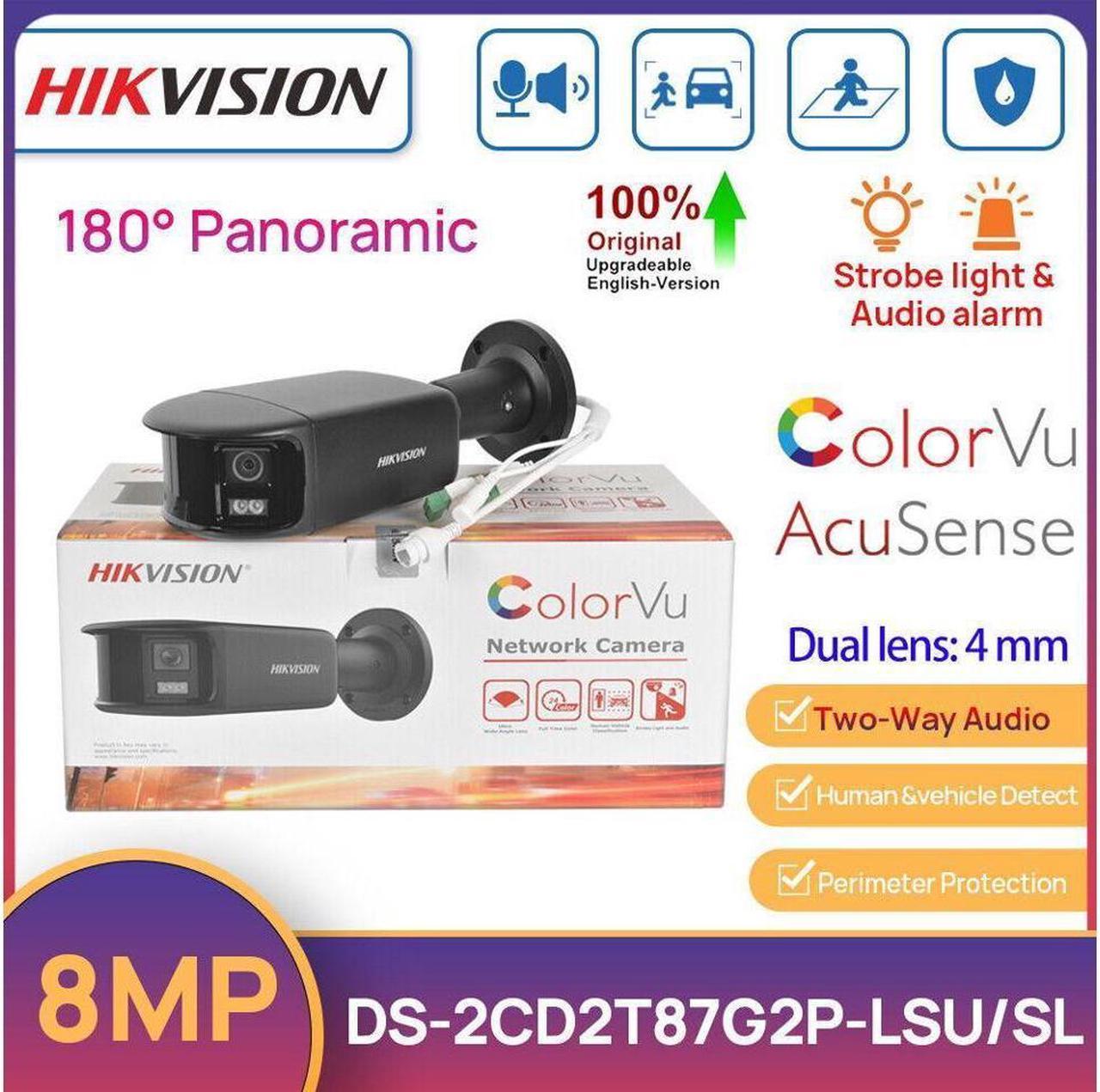 8MP ColorVu 180° Panoramic View PoE Camera 4mm Black HK DS-2CD2T87G2P-LSU/SL