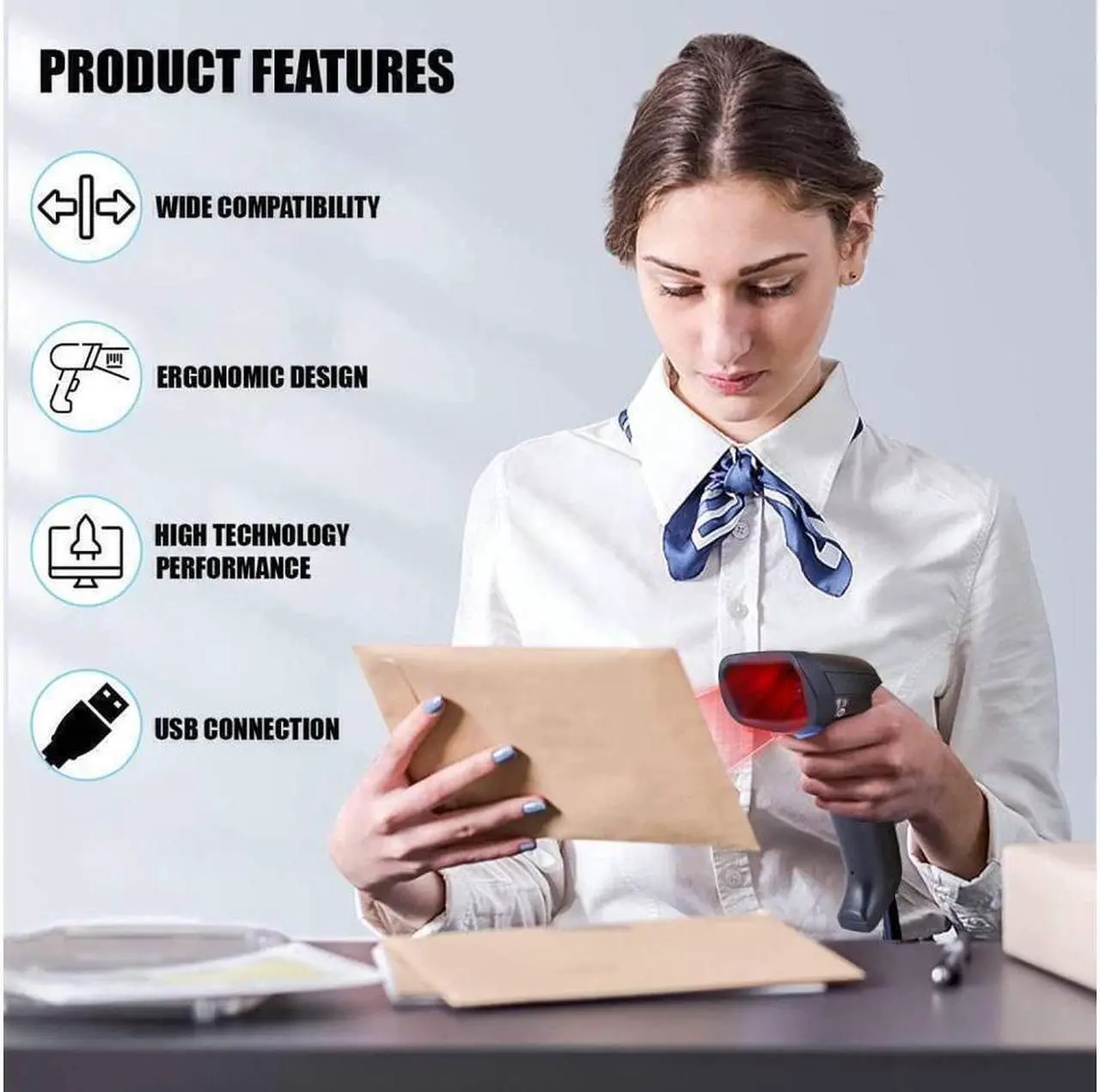 Alt view image 4 of 7 - Datalogic QuickScan QD2590-BKK1B 2D Portable Barcode Scanner W/ USB Cable+Base Replaces QD2131-BKK1B