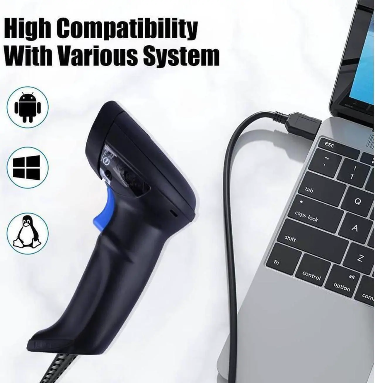 Alt view image 6 of 7 - Datalogic QuickScan QD2590-BKK1B 2D Portable Barcode Scanner W/ USB Cable+Base Replaces QD2131-BKK1B