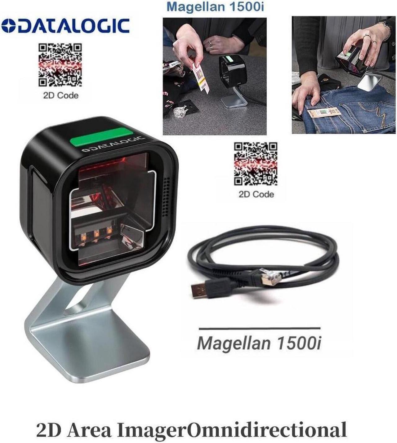 Main image of Datalogic Magellan 1500i PN:MG1501-10211-0200 2D Fixed Barcode Scanner Cable ,Corded, Magellan 1500i, Black, Standard Configuration, 2D, Tilting Stand with Magnetic Base, USB A Cable