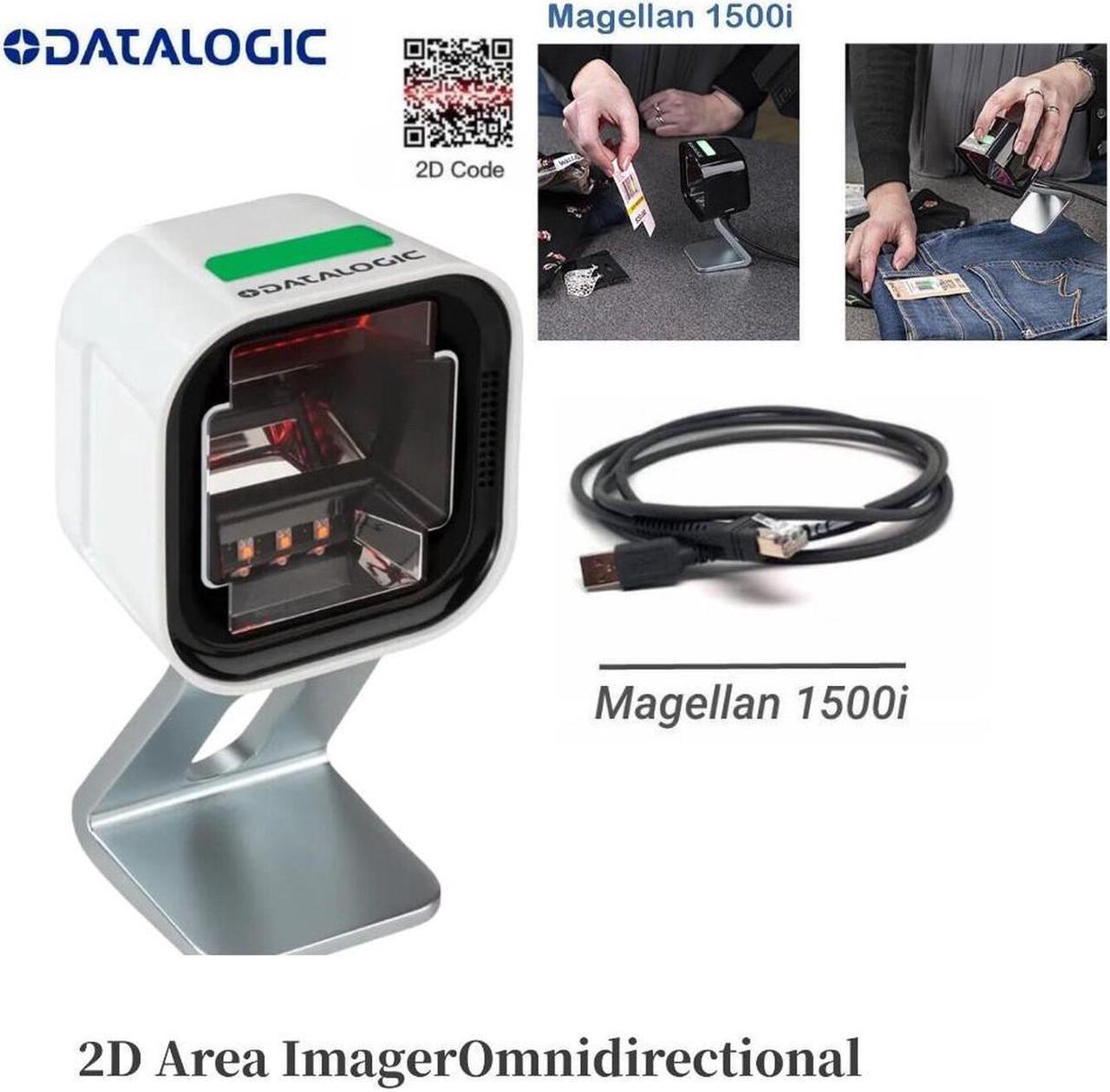 Main image of Datalogic Magellan 1500I PN:MG1501-10211-0200 Barcode Scanner Cable Connectivity Black 1D 2D Imager,Corded white Standard Configuration,  Tilting Stand with Magnetic Base, USB A Cable