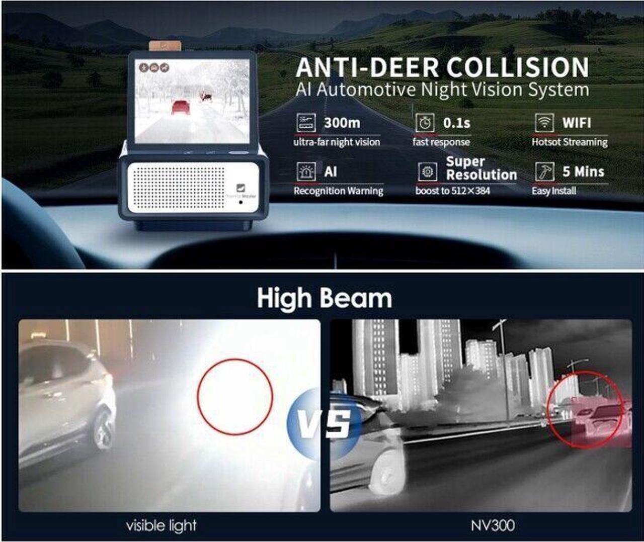 Alt view image 5 of 7 - Thermal Master NV300 Thermal Camera for Car 300m Night Vision WiFi IR Automotive AI Thermal MasterNV300compatible with all vehicle models