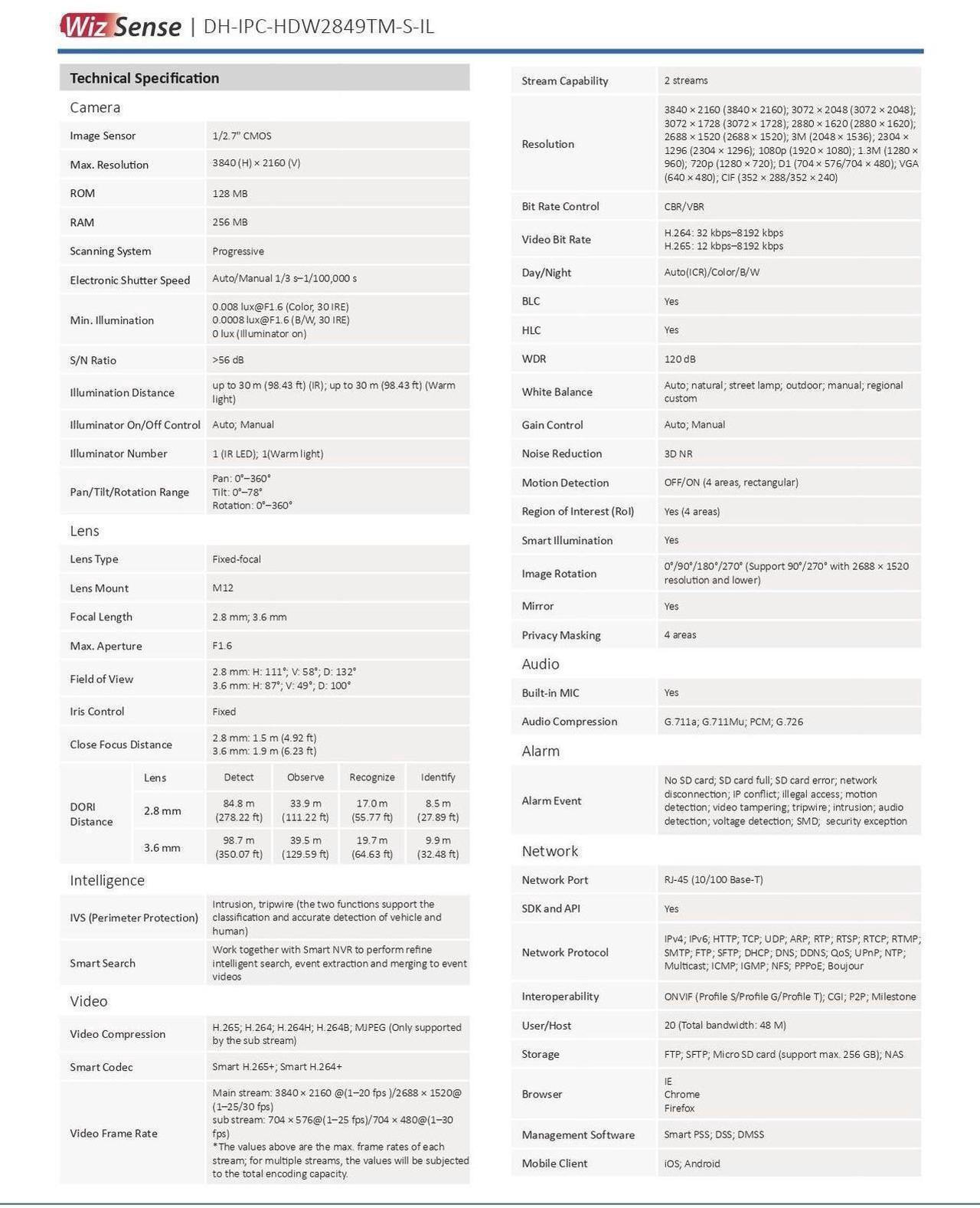 Alt view image 6 of 7 - DAH,UA 8MP IPC-HDW2849TM-S-IL Full Color MIC Smart Dual Light WizSense IP Camera