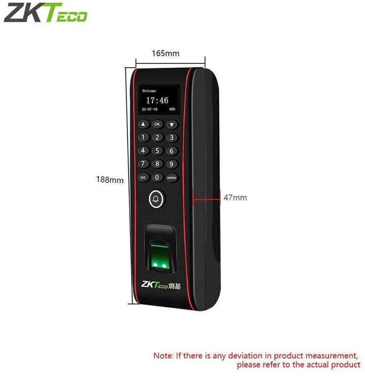 Alt view image 5 of 7 - ZKteco Fingerprint Access Control Time Clock RF Card Reader Attendance Terminals TF1700+ADMS