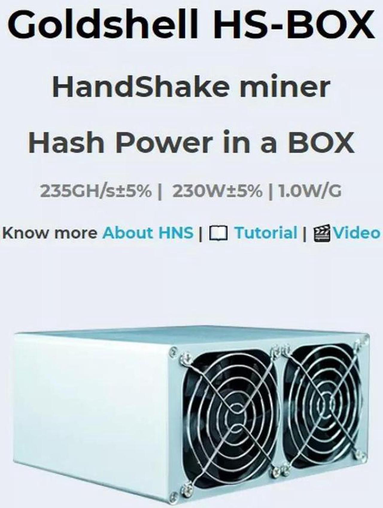 ASIC miner Goldshell HS-BOX 235GH/s Blake2B + SHA3 HandShake HNS miner better than HS1 SH3 SH5 Mini-DOGE KD-BOX LB-BOX LT5 S19 (No PSU)