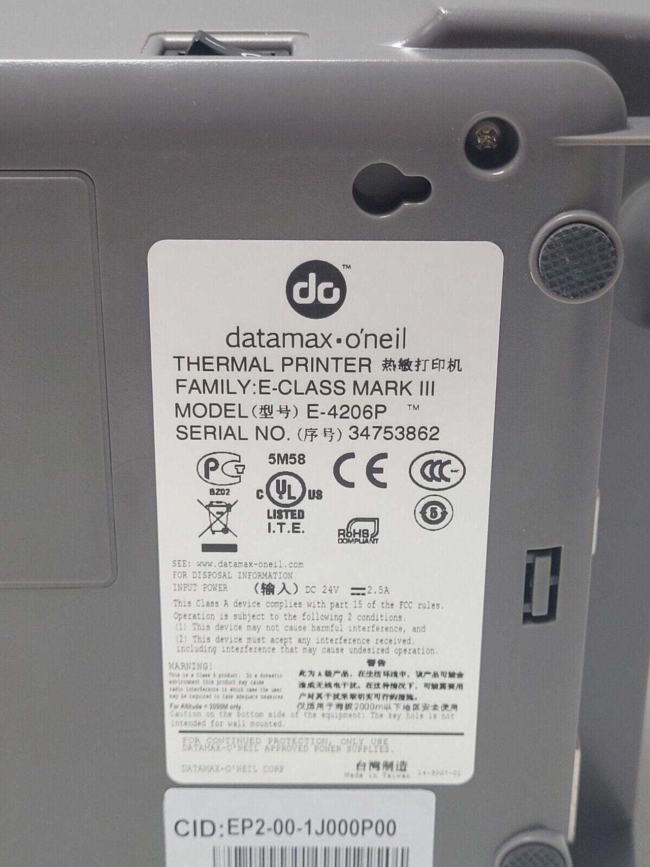 Alt view image 3 of 4 - Datamax E-Class Mark III Desktop Barcode Printer E-4206P 203DPI