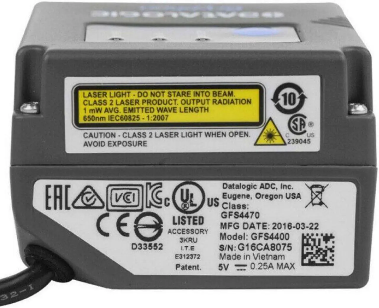 Alt view image 5 of 6 - Datalogic USB Gryphon GFS4470 2D Reader Wired Omni Directional Barcode Scanner