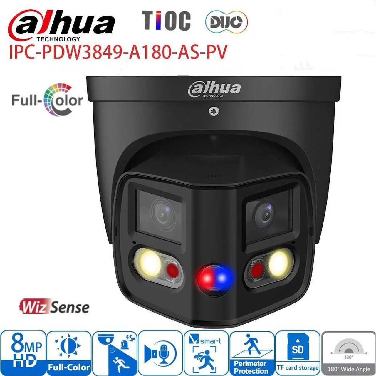 Main image of NEW Dahu,a 8MP 180° Panoramic 2Way Talk PoE TiOC2.0 camera IPC-PDW3849-A180-AS-PV Black