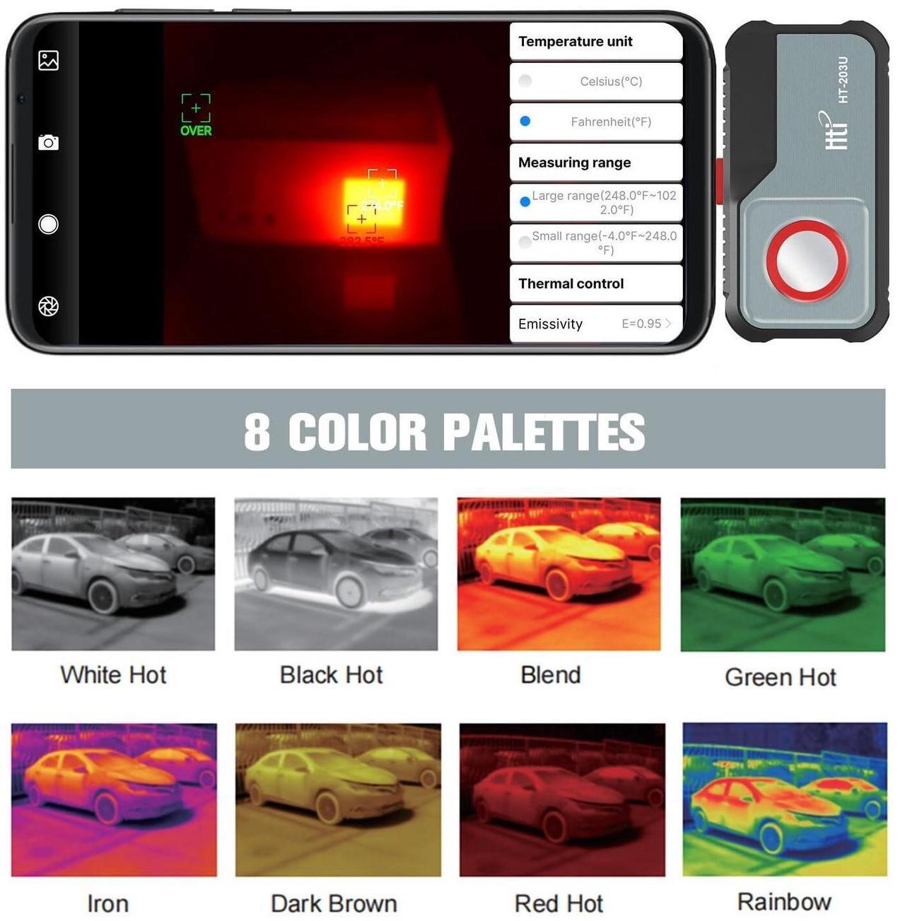 Alt view image 2 of 7 - Hti HT-203U Mobile Thermal Imager Infrared Optics Heat IR HD Thermal Imaging