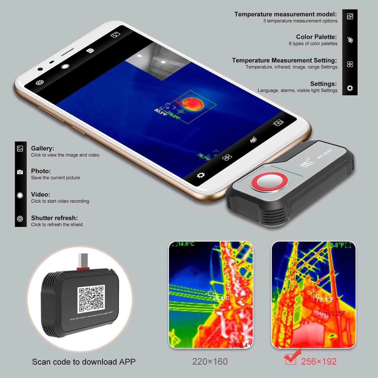 Alt view image 5 of 7 - Hti HT-203U Mobile Thermal Imager Infrared Optics Heat IR HD Thermal Imaging