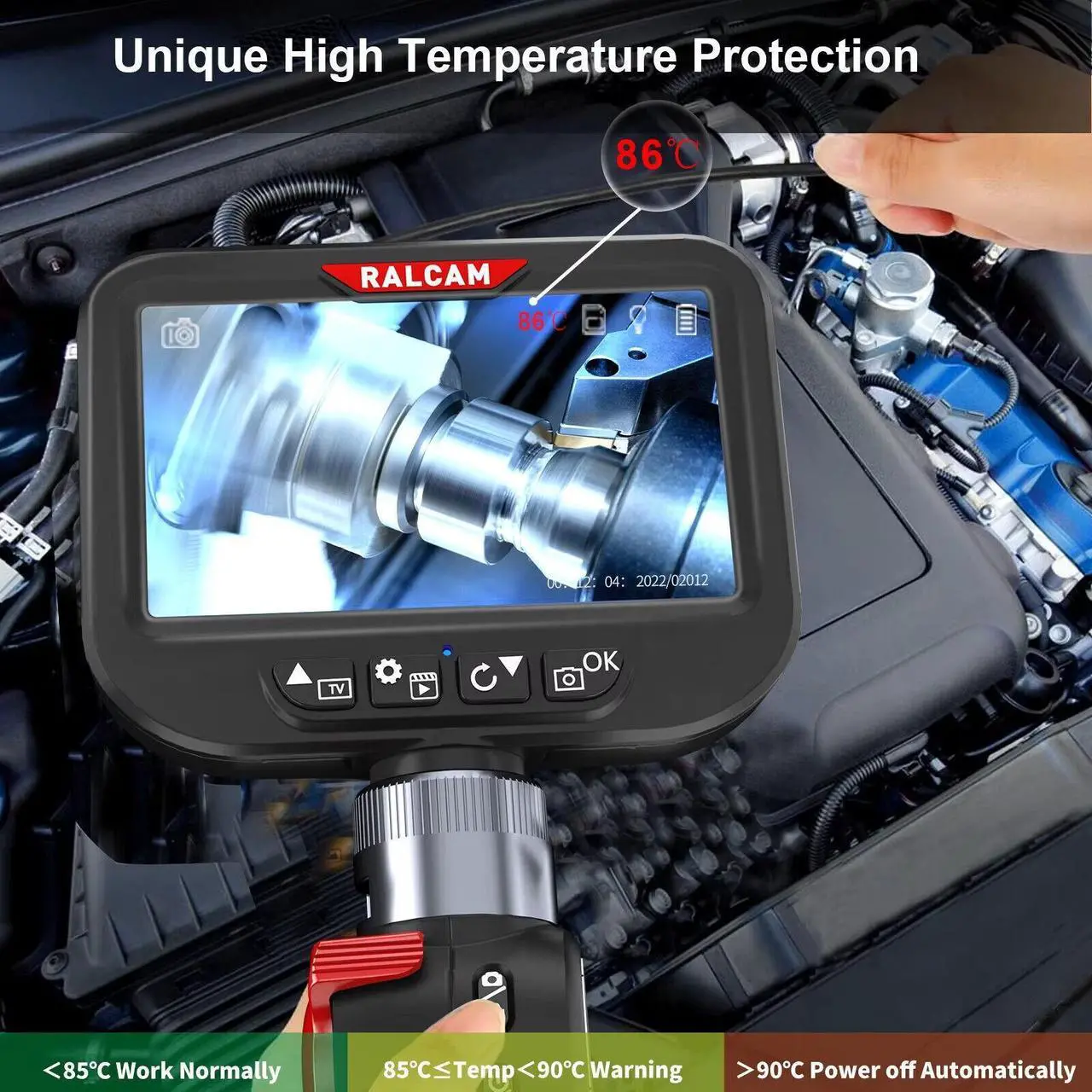 Alt view image 6 of 7 - H408B 4.3-Inch Screen HD Endoscope 8.5-mm Articulating Inspection Camera IP67