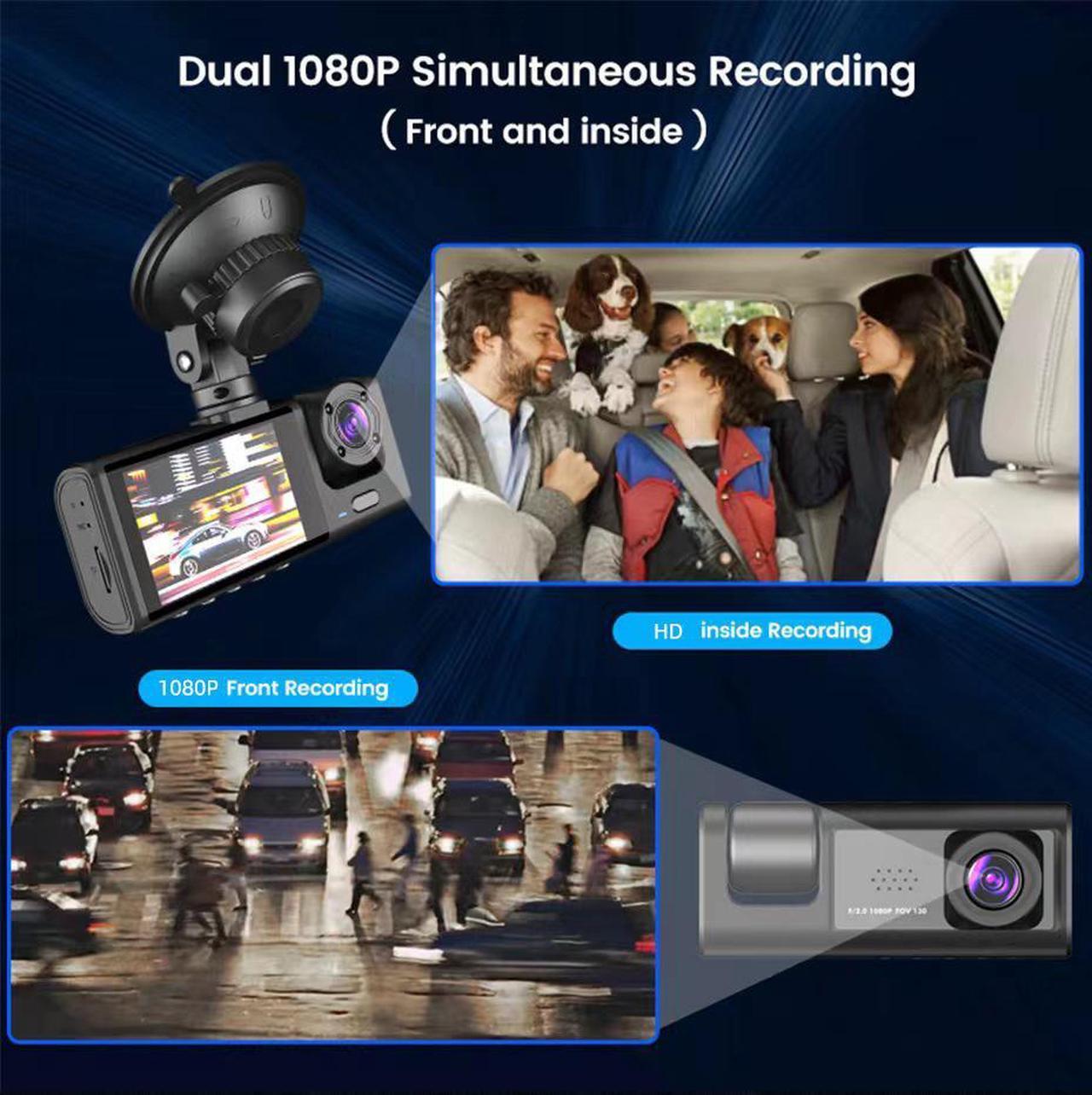Alt view image 3 of 7 - Dash Cam Front and Rear 3 Channel Comprehensive Recording for Interior, and Rear inside Best Rechargeable - Full HD Recording - Wireless Connectivity - Parking Monitoring - Mini Design