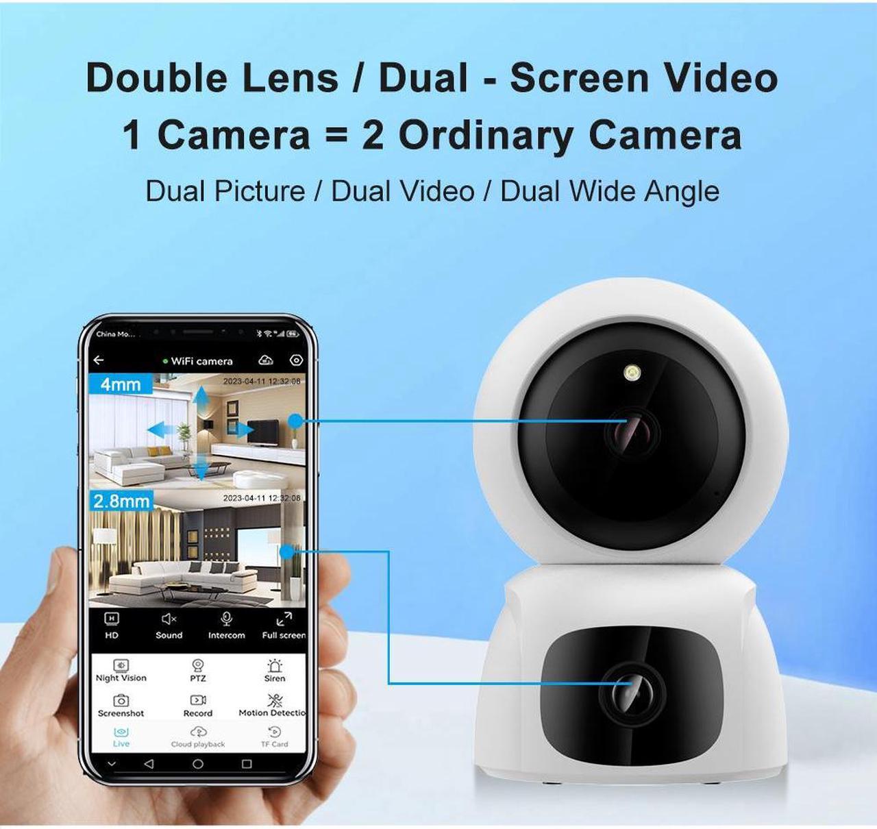 Alt view image 2 of 7 - Security Cameras Wireless Outdoor De Seguridad Para Casa Home Indoor With Monitor Wifi System Auto Tracking Zoom Night Vision Blink Mini Simply Safe Two Lens Dual Screen Mobile Remote Monitoring