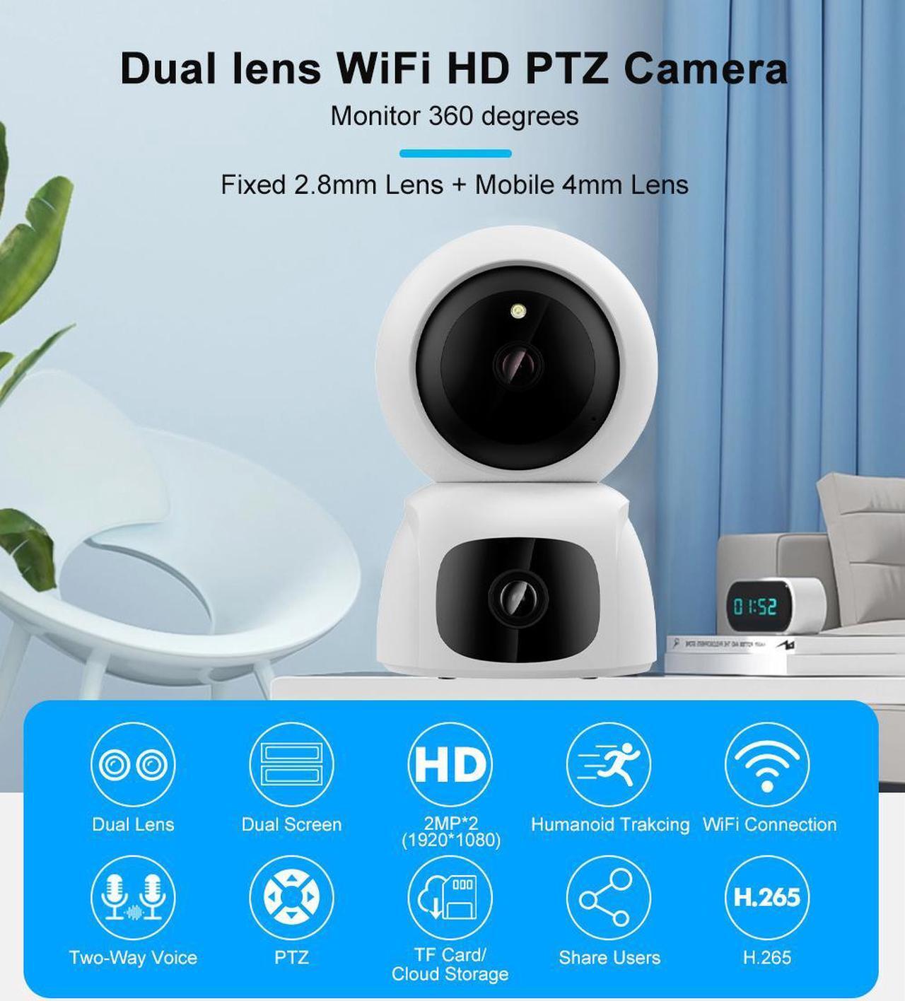 Alt view image 5 of 7 - Security Cameras Wireless Outdoor De Seguridad Para Casa Home Indoor With Monitor Wifi System Auto Tracking Zoom Night Vision Blink Mini Simply Safe Two Lens Dual Screen Mobile Remote Monitoring