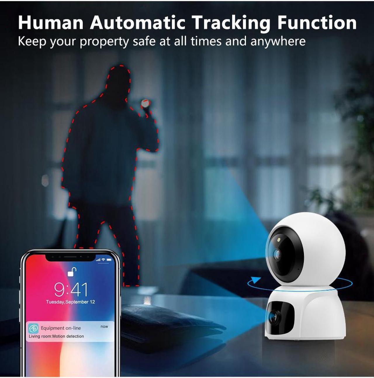Alt view image 4 of 7 - Security Cameras Wireless Outdoor De Seguridad Para Casa Home Indoor With Monitor Wifi System Auto Tracking Zoom Night Vision Blink Mini Simply Safe Two Lens Dual Screen Mobile Remote Monitoring