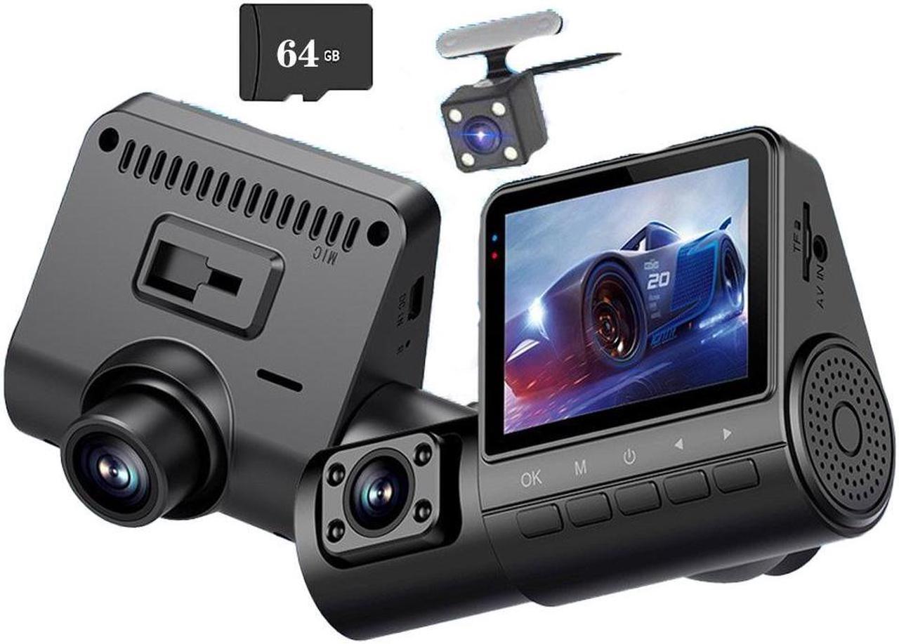 Alt view image 2 of 7 - Dash Camera for Cars Front and Rear Top Rated 4k 1080p 3 Channel Inside Mirror Rechargeable Suitable For Semi-Trailers, Trucks, Taxis, Infrared Night Vision, Parking Monitoring