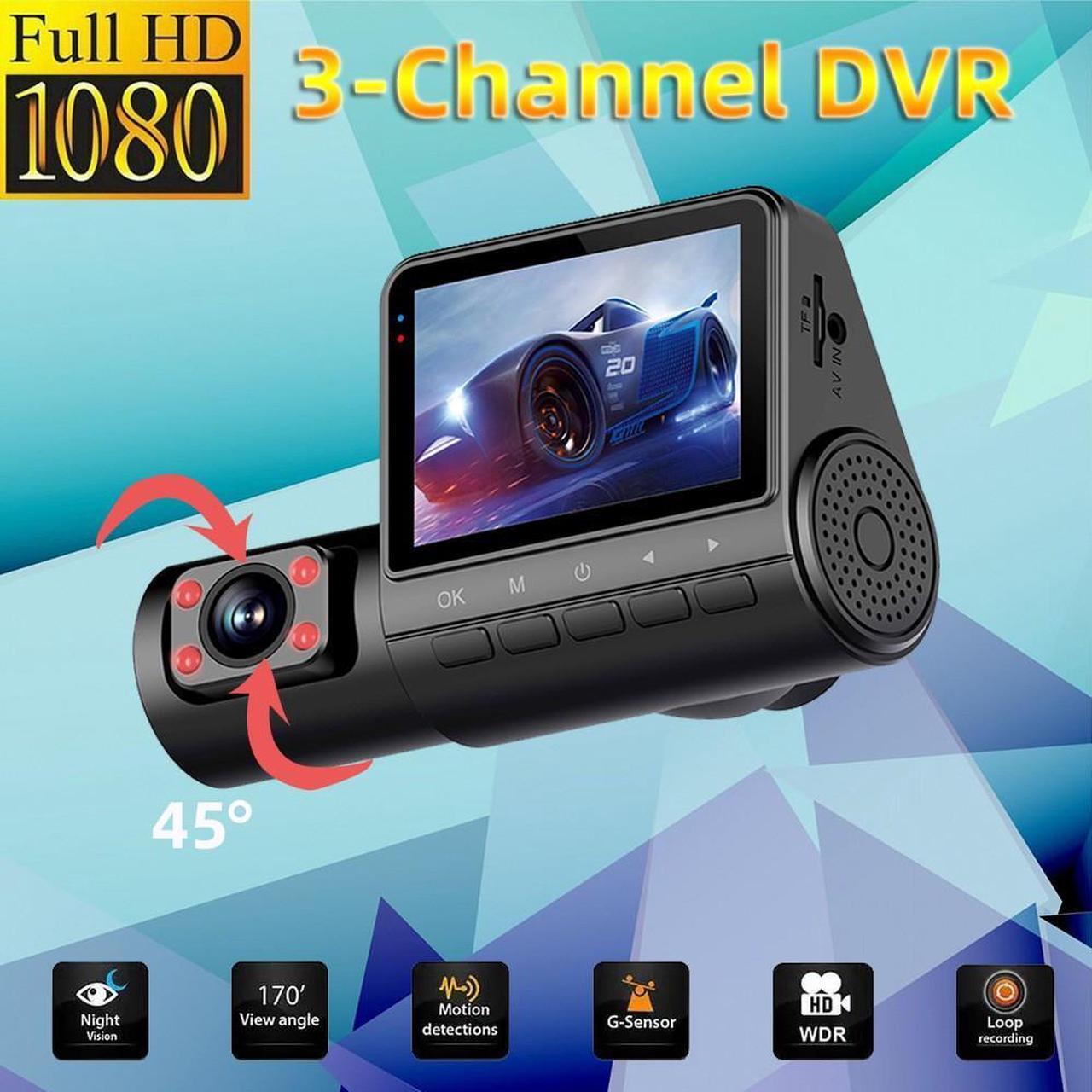 Main image of Dash Camera for Cars Front and Rear Top Rated 4k 1080p 3 Channel Inside Mirror Rechargeable Suitable For Semi-Trailers, Trucks, Taxis, Infrared Night Vision, Parking Monitoring