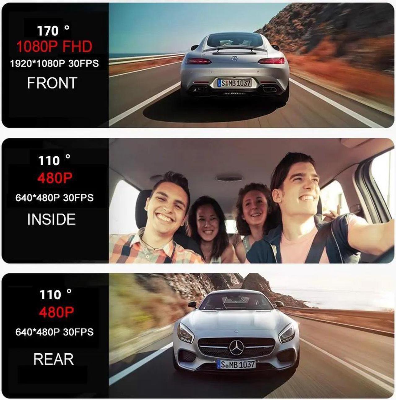Alt view image 6 of 7 - Dash Camera for Cars Front and Rear Top Rated 4k 1080p 3 Channel Inside Mirror Rechargeable Suitable For Semi-Trailers, Trucks, Taxis, Infrared Night Vision, Parking Monitoring