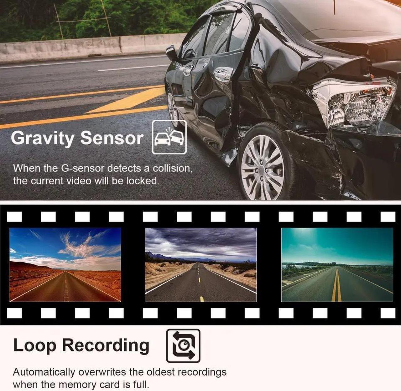 Alt view image 7 of 7 - Dash Camera for Cars Front and Rear Top Rated 4k 1080p 3 Channel Inside Mirror Rechargeable Suitable For Semi-Trailers, Trucks, Taxis, Infrared Night Vision, Parking Monitoring