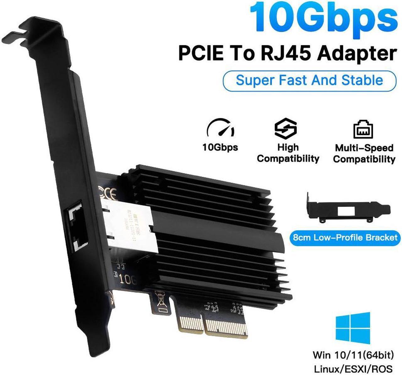 DERAPID 10G Base-T PCI-e Network Card AQC113C Controller 10Gb Ethernet Adapter PCI-E X4 X8 X16 to RJ45 Port NIC Card for Gaming Offfice,Compatible with Windows10/11/Windows Server/Linux