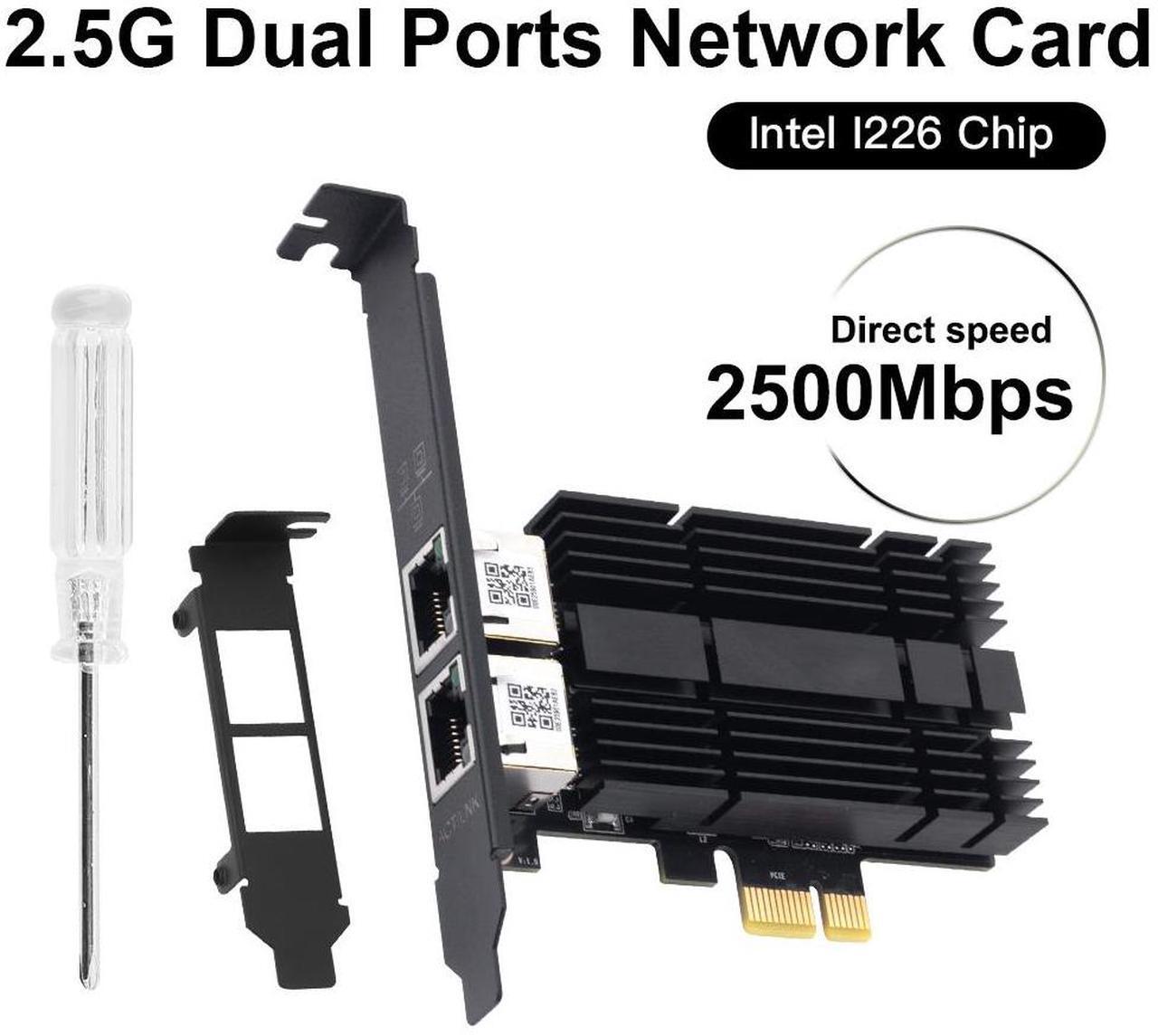 Main image of DERAPID 2.5Gbps PCIe Network Card Dual RJ45 Port Adapter with Intel I226 Chipset for Desktop Gaming Office 2500/1000/100Mbps PCI Express Gigabit Ethernet NIC Card RJ45 LAN Port Controller