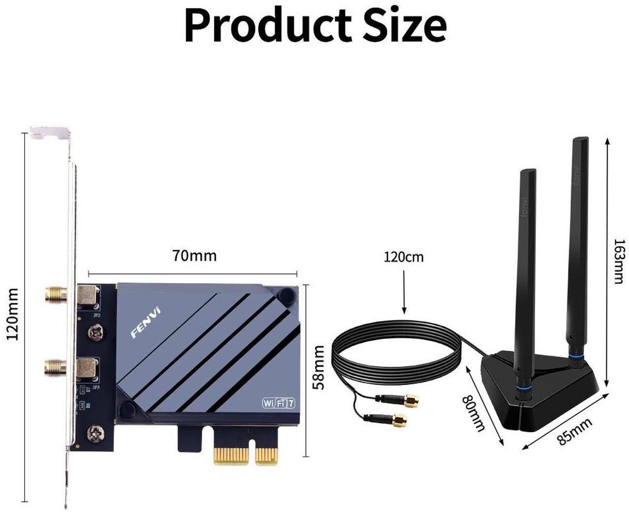 Alt view image 5 of 7 - WiFi 7 PCIe Network Card with QCNCM865 Chip - Tri-Band 5800Mbps Wireless Adapter Bluetooth 5.3 High Gain Antennas Compatible with AMD Motherboards Only Compatible With Windows 11